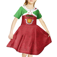 Personalized Burundi Kid Short Sleeve Dress Coat Of Arms African Pattern - Wonder Print Shop