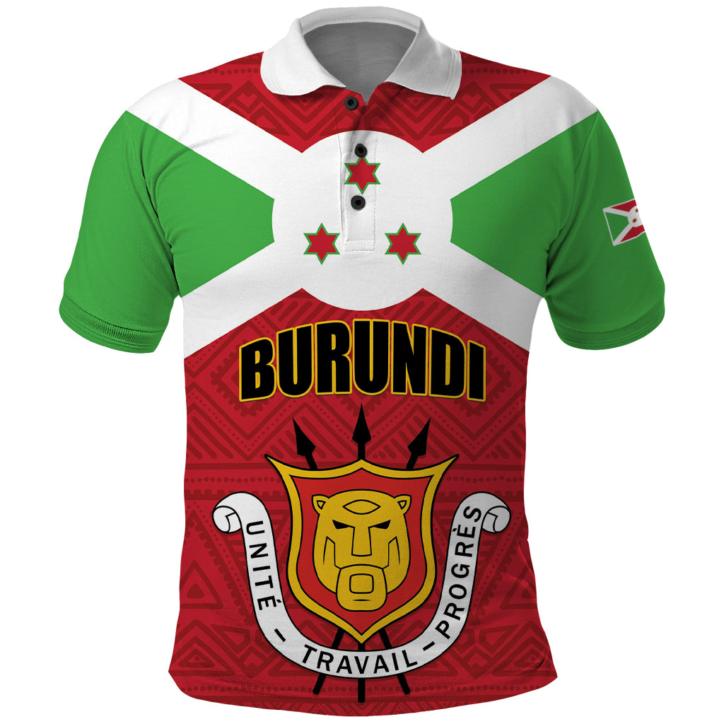 Personalized Burundi Polo Shirt Coat Of Arms African Pattern