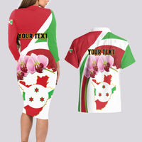 Personalized Burundi Independence Day Couples Matching Long Sleeve Bodycon Dress and Hawaiian Shirt Coat Of Arms Bujumbura Flower - Wonder Print Shop