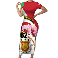 Personalized Burundi Independence Day Family Matching Short Sleeve Bodycon Dress and Hawaiian Shirt Coat Of Arms Bujumbura Flower - Wonder Print Shop
