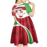 Personalized Burundi Independence Day Kid Short Sleeve Dress Coat Of Arms Bujumbura Flower - Wonder Print Shop