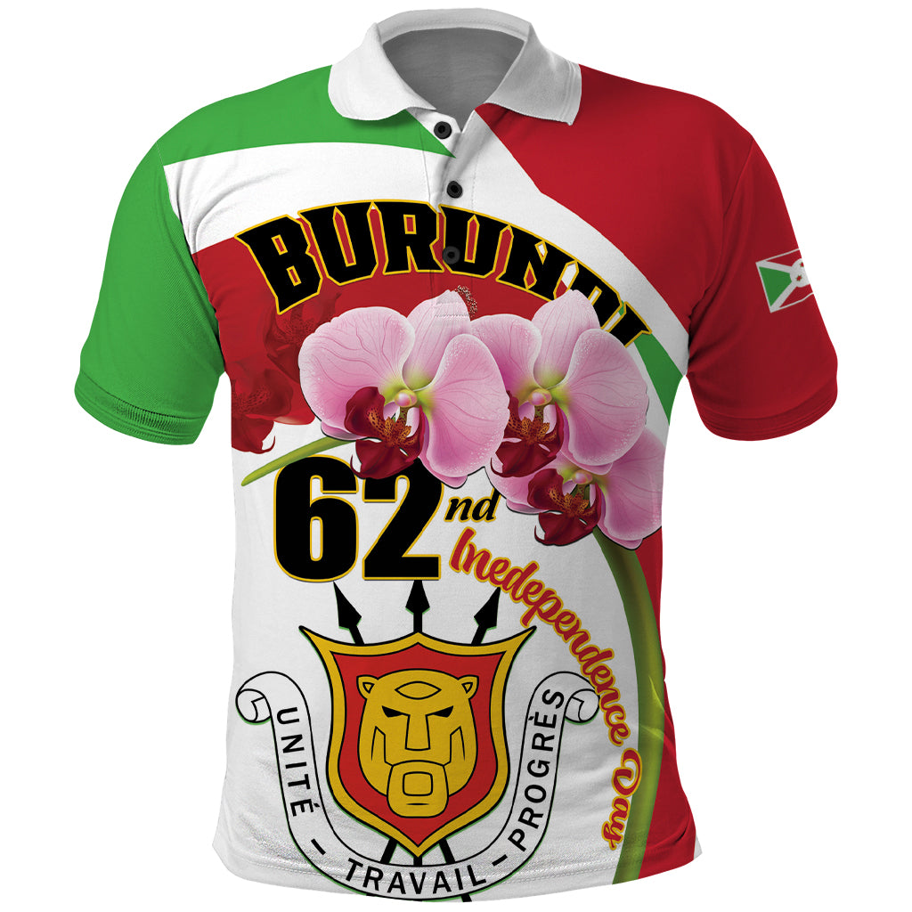 Personalized Burundi Independence Day Polo Shirt Coat Of Arms Bujumbura Flower