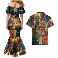 Bonalu Festival 2024 Couples Matching Mermaid Dress and Hawaiian Shirt Bonam Parikrama - Wonder Print Shop