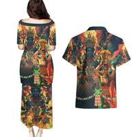 Bonalu Festival 2024 Couples Matching Puletasi and Hawaiian Shirt Bonam Parikrama - Wonder Print Shop