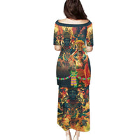 Bonalu Festival 2024 Family Matching Puletasi and Hawaiian Shirt Bonam Parikrama - Wonder Print Shop