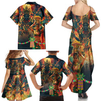 Bonalu Festival 2024 Family Matching Summer Maxi Dress and Hawaiian Shirt Bonam Parikrama - Wonder Print Shop