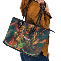 Bonalu Festival 2024 Leather Tote Bag Bonam Parikrama - Wonder Print Shop
