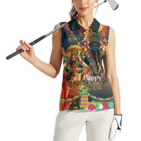 Bonalu Festival 2024 Women Sleeveless Polo Shirt Bonam Parikrama - Wonder Print Shop