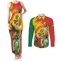 Bolivia Independence Day Couples Matching Tank Maxi Dress and Long Sleeve Button Shirt Puliwya Achka Aylluska Mamallaqta - Wonder Print Shop