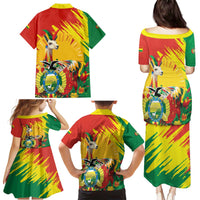 Bolivia Independence Day Family Matching Puletasi and Hawaiian Shirt Puliwya Achka Aylluska Mamallaqta - Wonder Print Shop