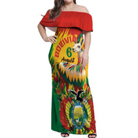 Bolivia Independence Day Off Shoulder Maxi Dress Puliwya Achka Aylluska Mamallaqta - Wonder Print Shop
