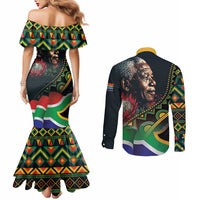 Nelson Mandela Birthday Couples Matching Mermaid Dress and Long Sleeve Button Shirt Leader of the Nation