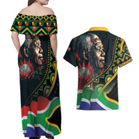 Nelson Mandela Birthday Couples Matching Off Shoulder Maxi Dress and Hawaiian Shirt Leader of the Nation - Wonder Print Shop