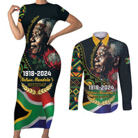 Nelson Mandela Birthday Couples Matching Short Sleeve Bodycon Dress and Long Sleeve Button Shirt Leader of the Nation - Wonder Print Shop