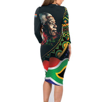 Nelson Mandela Birthday Family Matching Long Sleeve Bodycon Dress and Hawaiian Shirt Leader of the Nation - Wonder Print Shop