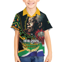 Nelson Mandela Birthday Family Matching Off The Shoulder Long Sleeve Dress and Hawaiian Shirt Leader of the Nation - Wonder Print Shop
