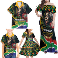 Nelson Mandela Birthday Family Matching Off Shoulder Maxi Dress and Hawaiian Shirt Leader of the Nation - Wonder Print Shop