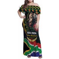 Nelson Mandela Birthday Family Matching Off Shoulder Maxi Dress and Hawaiian Shirt Leader of the Nation - Wonder Print Shop