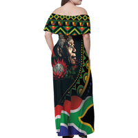 Nelson Mandela Birthday Family Matching Off Shoulder Maxi Dress and Hawaiian Shirt Leader of the Nation - Wonder Print Shop