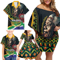 Nelson Mandela Birthday Family Matching Off Shoulder Short Dress and Hawaiian Shirt Leader of the Nation - Wonder Print Shop