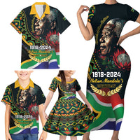 Nelson Mandela Birthday Family Matching Short Sleeve Bodycon Dress and Hawaiian Shirt Leader of the Nation - Wonder Print Shop