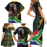 Nelson Mandela Birthday Family Matching Short Sleeve Bodycon Dress and Hawaiian Shirt Leader of the Nation - Wonder Print Shop