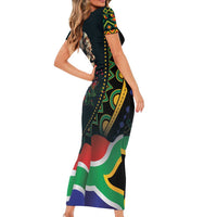 Nelson Mandela Birthday Family Matching Short Sleeve Bodycon Dress and Hawaiian Shirt Leader of the Nation - Wonder Print Shop