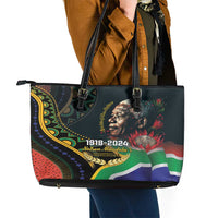Nelson Mandela Birthday Leather Tote Bag Leader of the Nation - Wonder Print Shop