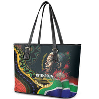 Nelson Mandela Birthday Leather Tote Bag Leader of the Nation - Wonder Print Shop