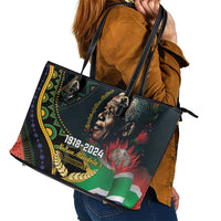 Nelson Mandela Birthday Leather Tote Bag Leader of the Nation - Wonder Print Shop
