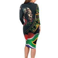 Nelson Mandela Birthday Long Sleeve Bodycon Dress Leader of the Nation - Wonder Print Shop