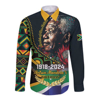 Nelson Mandela Birthday Long Sleeve Button Shirt Leader of the Nation - Wonder Print Shop