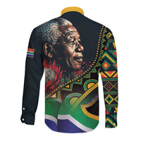 Nelson Mandela Birthday Long Sleeve Button Shirt Leader of the Nation - Wonder Print Shop
