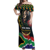 Nelson Mandela Birthday Off Shoulder Maxi Dress Leader of the Nation - Wonder Print Shop