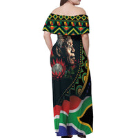 Nelson Mandela Birthday Off Shoulder Maxi Dress Leader of the Nation - Wonder Print Shop