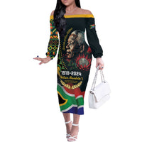 Nelson Mandela Birthday Off The Shoulder Long Sleeve Dress Leader of the Nation - Wonder Print Shop
