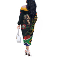 Nelson Mandela Birthday Off The Shoulder Long Sleeve Dress Leader of the Nation - Wonder Print Shop