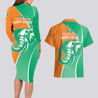 Ivory Coast Independence Day Couples Matching Long Sleeve Bodycon Dress and Hawaiian Shirt Cote d Ivoire Elephant - Wonder Print Shop
