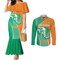 Ivory Coast Independence Day Couples Matching Mermaid Dress and Long Sleeve Button Shirt Cote d Ivoire Elephant