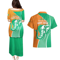 Ivory Coast Independence Day Couples Matching Puletasi and Hawaiian Shirt Cote d Ivoire Elephant - Wonder Print Shop
