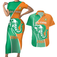 Ivory Coast Independence Day Couples Matching Short Sleeve Bodycon Dress and Hawaiian Shirt Cote d Ivoire Elephant - Wonder Print Shop