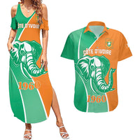 Ivory Coast Independence Day Couples Matching Summer Maxi Dress and Hawaiian Shirt Cote d Ivoire Elephant - Wonder Print Shop