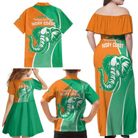 Ivory Coast Independence Day Family Matching Off Shoulder Maxi Dress and Hawaiian Shirt Cote d Ivoire Elephant - Wonder Print Shop
