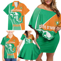 Ivory Coast Independence Day Family Matching Off Shoulder Short Dress and Hawaiian Shirt Cote d Ivoire Elephant - Wonder Print Shop