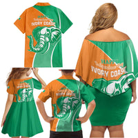 Ivory Coast Independence Day Family Matching Off Shoulder Short Dress and Hawaiian Shirt Cote d Ivoire Elephant - Wonder Print Shop