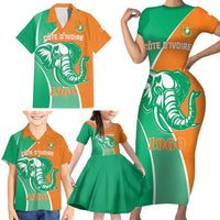 Ivory Coast Independence Day Family Matching Short Sleeve Bodycon Dress and Hawaiian Shirt Cote d Ivoire Elephant - Wonder Print Shop