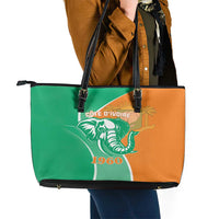 Ivory Coast Independence Day Leather Tote Bag Cote d Ivoire Elephant - Wonder Print Shop