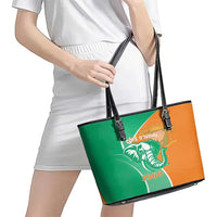 Ivory Coast Independence Day Leather Tote Bag Cote d Ivoire Elephant - Wonder Print Shop