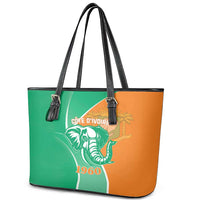 Ivory Coast Independence Day Leather Tote Bag Cote d Ivoire Elephant - Wonder Print Shop
