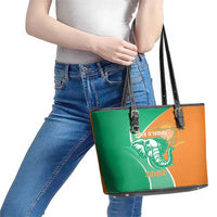 Ivory Coast Independence Day Leather Tote Bag Cote d Ivoire Elephant - Wonder Print Shop